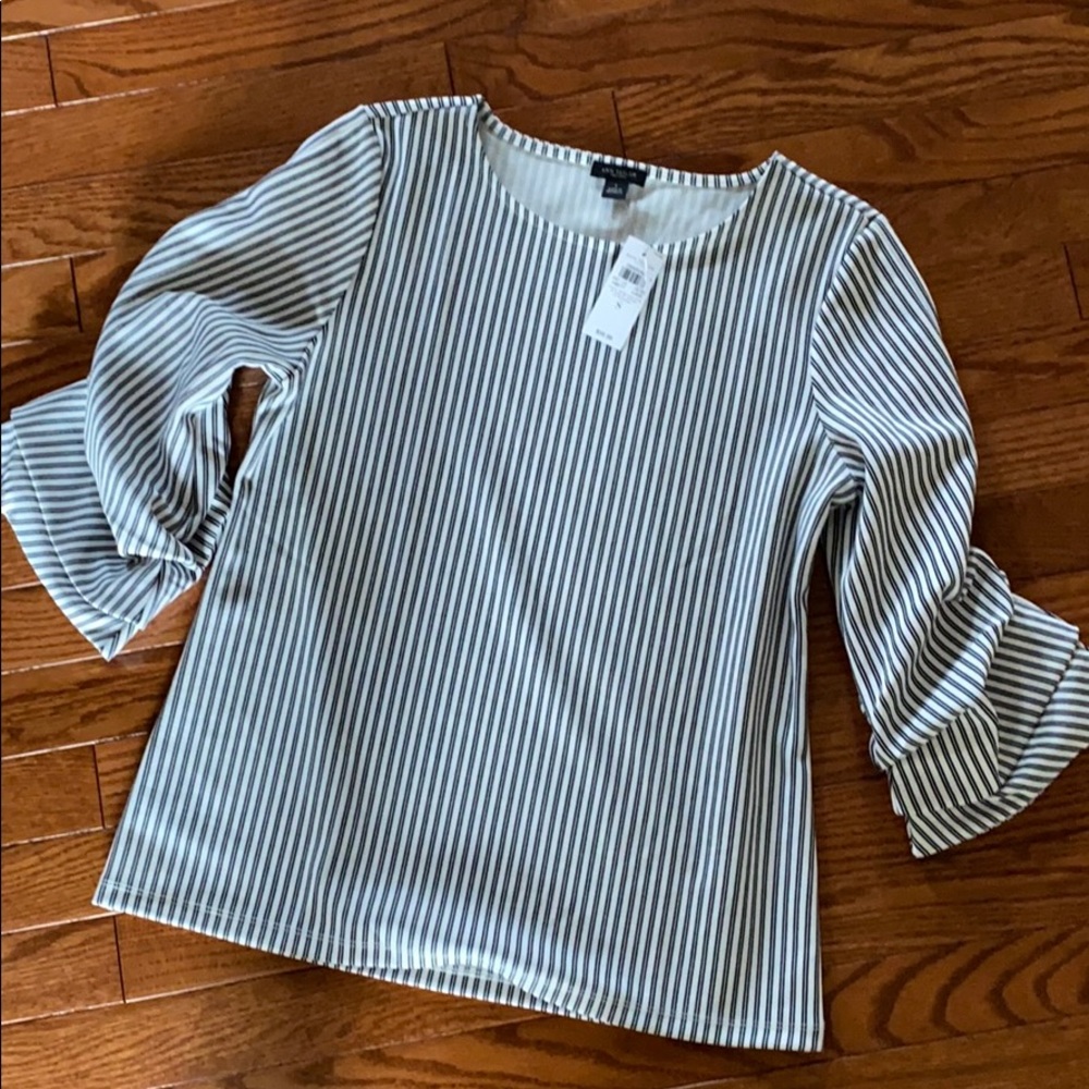NWT Ann Taylor Factory stripe ruched sleeve top